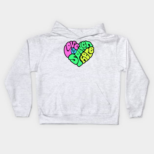 Love Is Spoken Here Neon Word Art Kids Hoodie by Slightly Unhinged